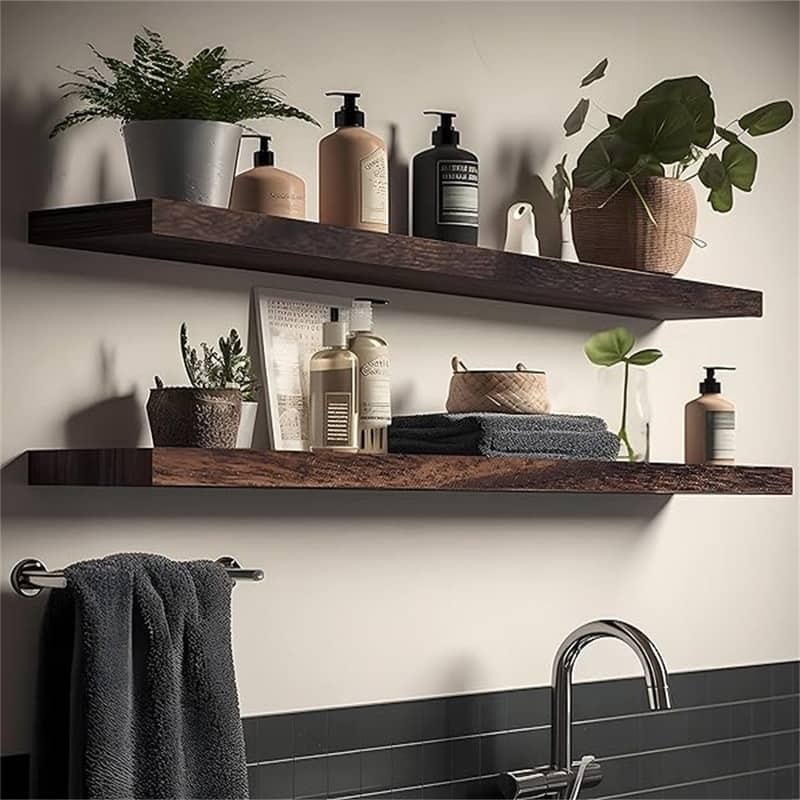 Wall Mounted Farmhouse Wooden Wall Shelf - 36"D x 6"W x 4"H