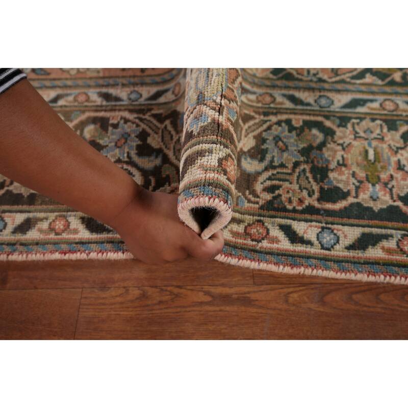 Traditional Mashad Persian Vintage Area Rug Handmade Wool Carpet - 6'5" x 10'1"