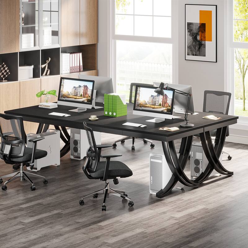 78.74" Extra Long Double Computer Desk with Unique Metal Legs for Home Office
