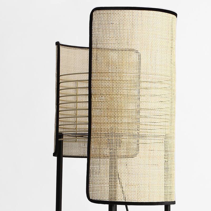 VidaLite Mazal - Floor Lamp with Shelf - Elegant Wire Frame and Black Velvet Accents, E26 Bulb and Dimmable, UL