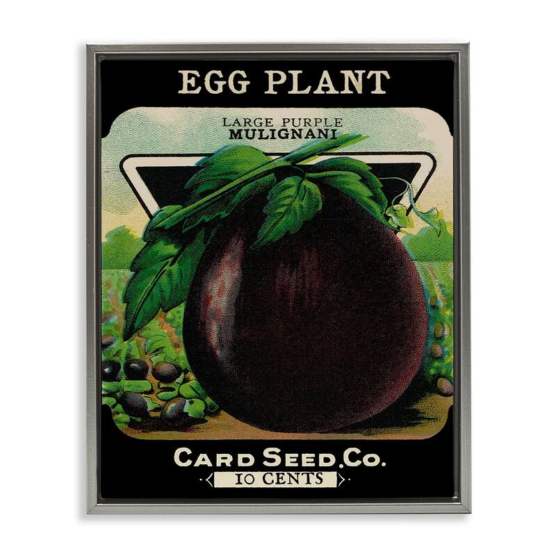 Stupell Vintage Garden Eggplant Framed Floater Canvas Wall Art Design By Lil' Rue - 25 x 31 - Grey