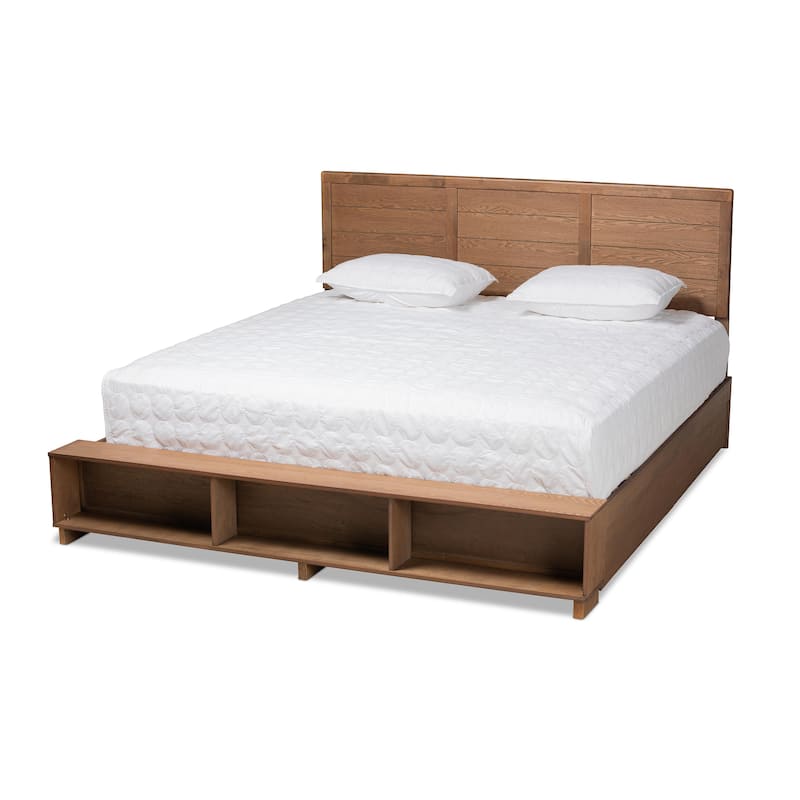 Alba King Size 4-Drawer Platform Storage Bed with Built-In Shelves - King