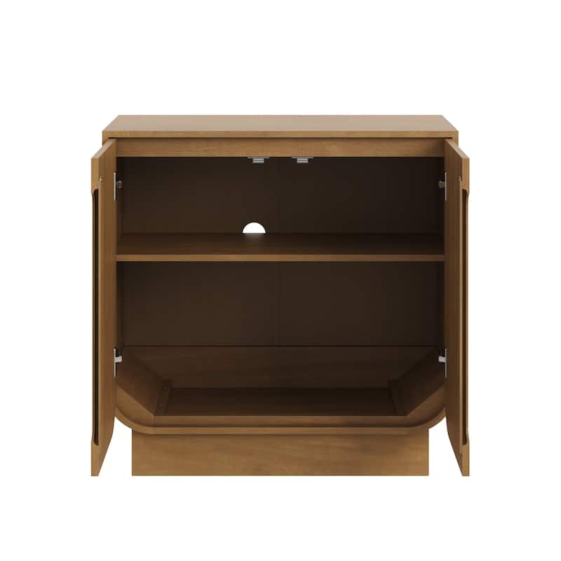 Joey Mid Century Modern Storage Cabinet, Arched Accent Cabinet with Rounded Bottom Edges and Integrated Door Pull Cutouts
