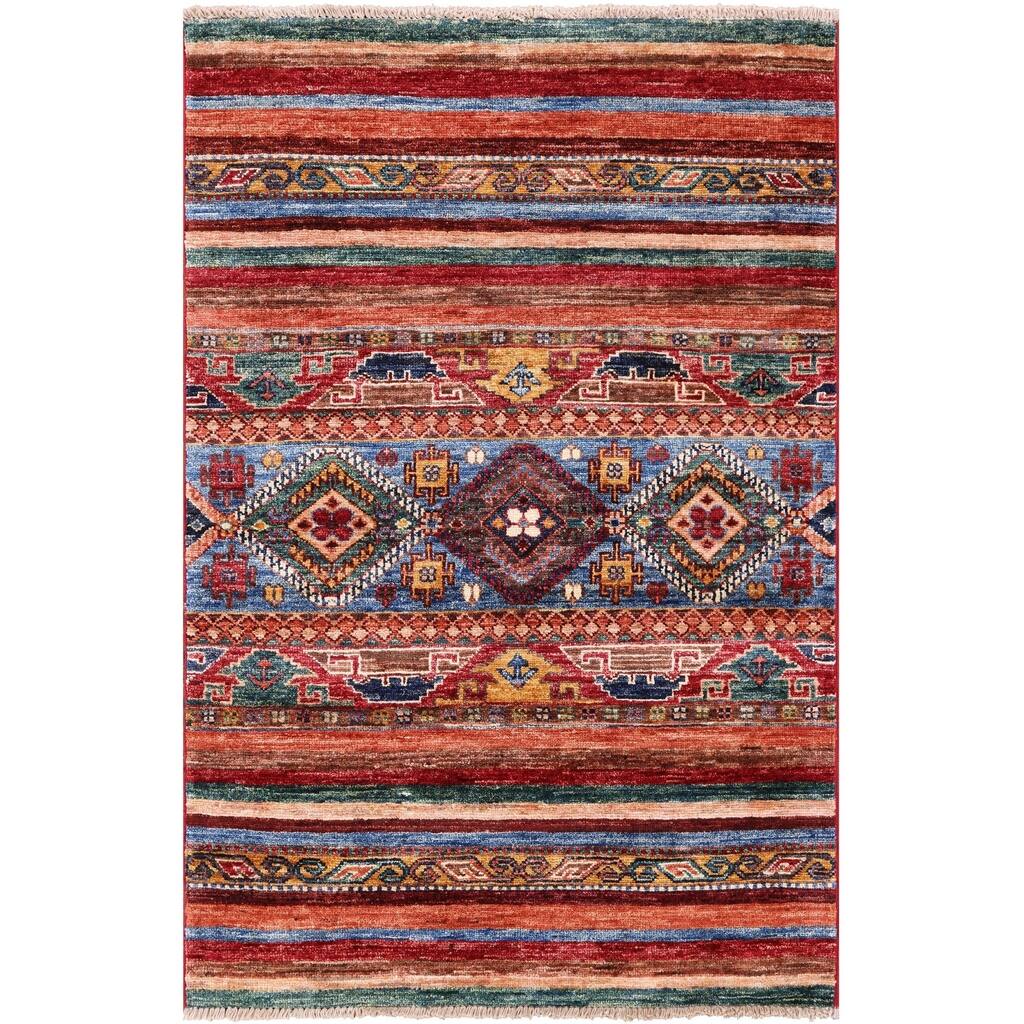 Golden Nile Khorjin Persian Gabbeh Hand Knotted Wool Rug - 2' 9" X 4' 1" - 2' 9" X 4' 1"