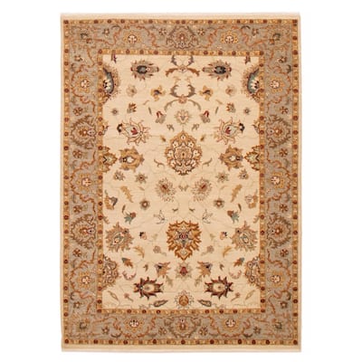 ECARPETGALLERY Hand-knotted Jamshidpour Cream Wool Rug - 5' 2" x 7' 1"