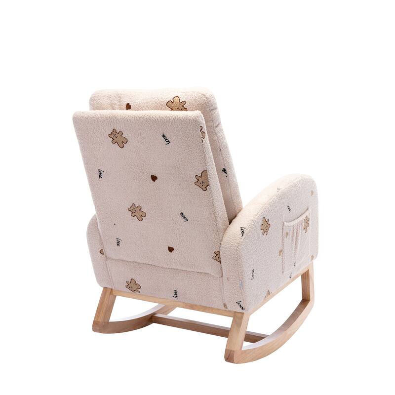 Modern Accent Rocker Armchair With Side Pocket