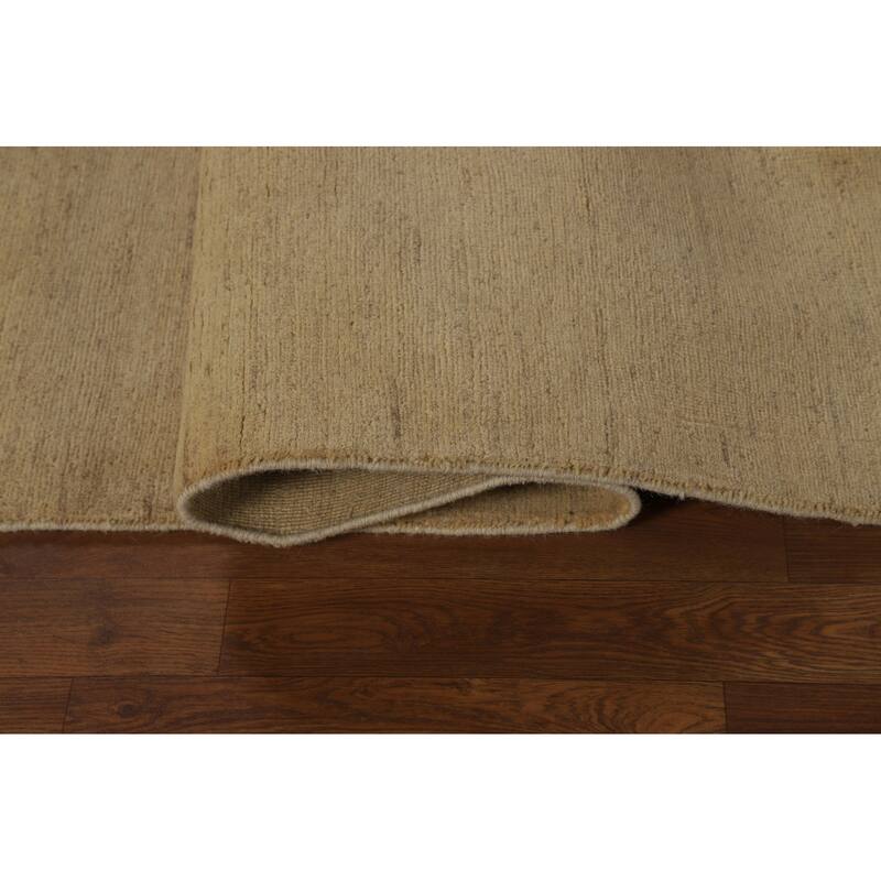 Beige Gold Gabbeh Oriental Area Rug Hand-Knotted Wool Carpet - 5'9" x 8'4"