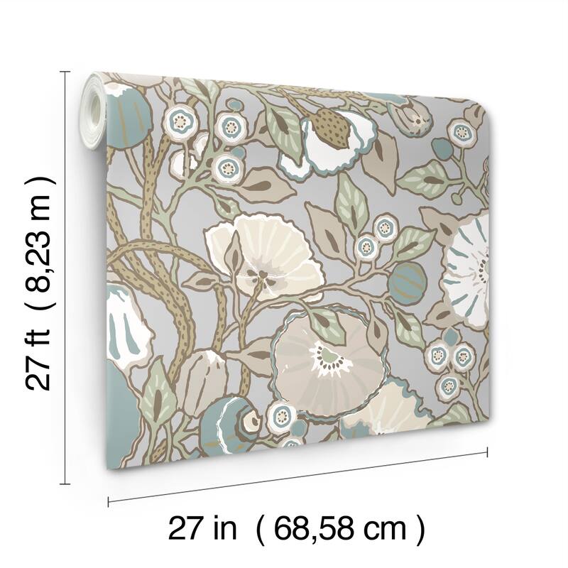 Omaha Vincent Poppies 27 in. x 27 ft. = 60.75 sq. ft Wallpaper Roll