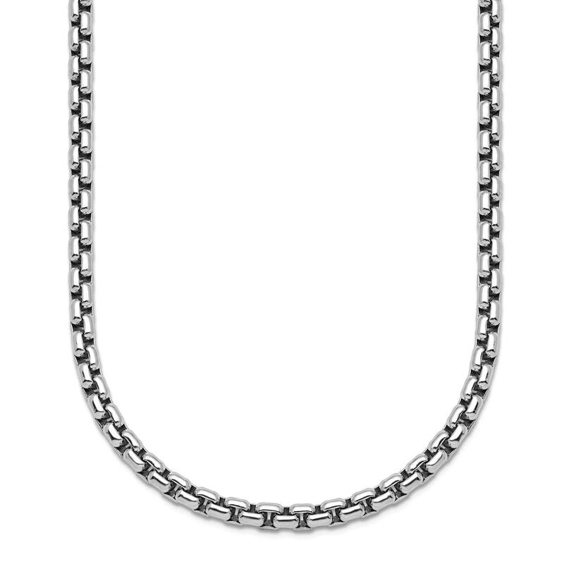 Curata 925 Sterling Silver Rhodium 4mm Box Chain Necklace for Men