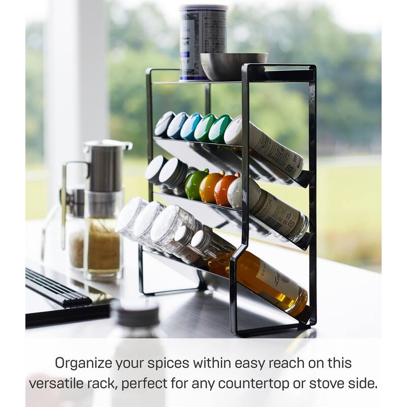 Yamazaki Home Four-Tier Slim Spice Rack, Steel - L 3.74 x W 9.45 x H 10.51 inches