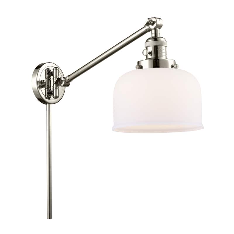 Innovations Lighting Large Bell Single Light 25" Tall Wall Sconce / - Polished Nickel / Matte White