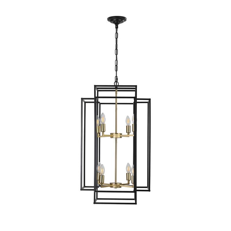 18-Inch Industrial Pendant Light – 8-Light Geometric Design, Adjustable Hanging Fixture (Bulbs Not Included).