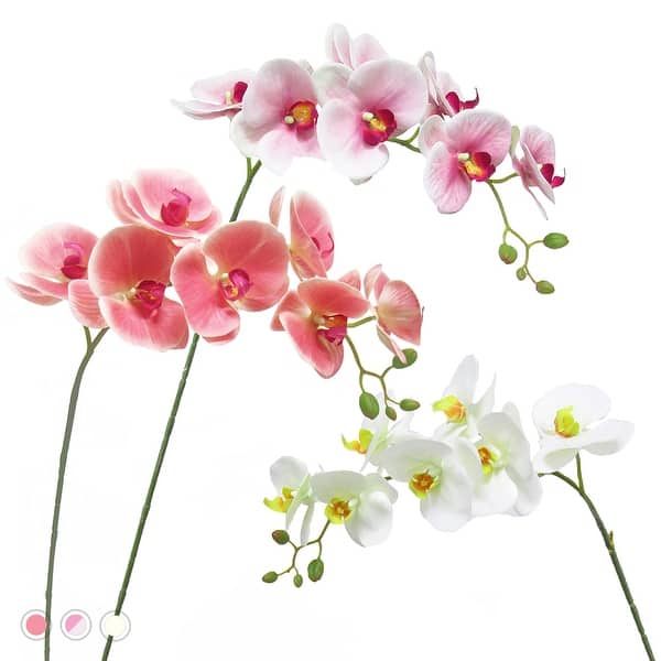  Artificial Flowers Pink Orchid Stem Real Touch Flower 7 orchid bouquet tropical
