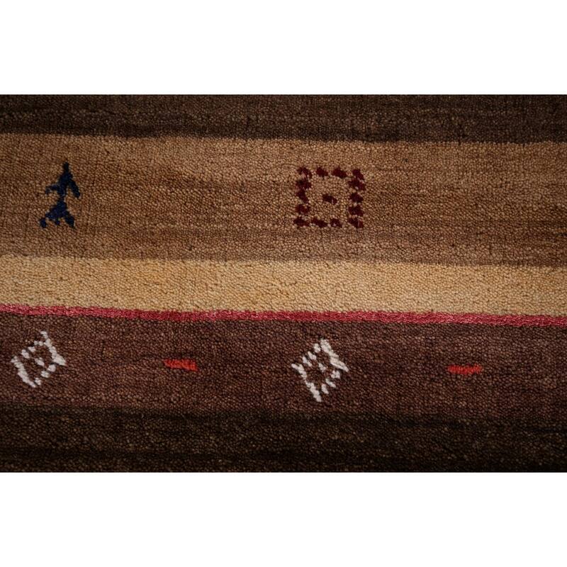 Tribal Striped Gabbeh Indian Area Rug Hand-Knotted Wool Carpet - 5'3"x 7'9"