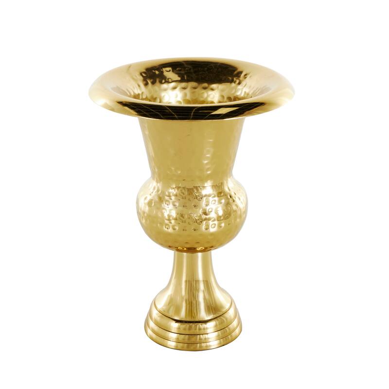 Gold or Silver Aluminum Metal Goblet Inspired Hammered Vase