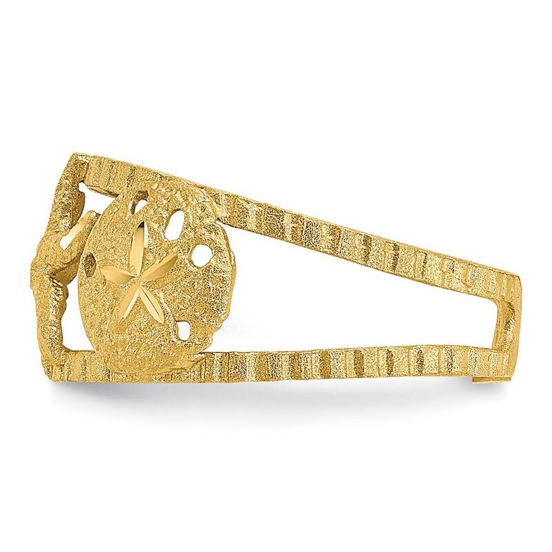 Curata Womens Adjustable Solid 14 karat Yellow Gold StarFish Toe Ring