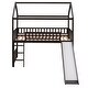 preview thumbnail 25 of 37, Cottage Style Twin Size Wood Loft Bed with Slide,Playhouse Design Solid Pine Wood Bed,Maximized Space Saving