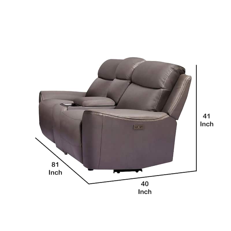 Akto Power Recliner Loveseat, Zero Gravity, Gray Faux Leather, 81 Inch