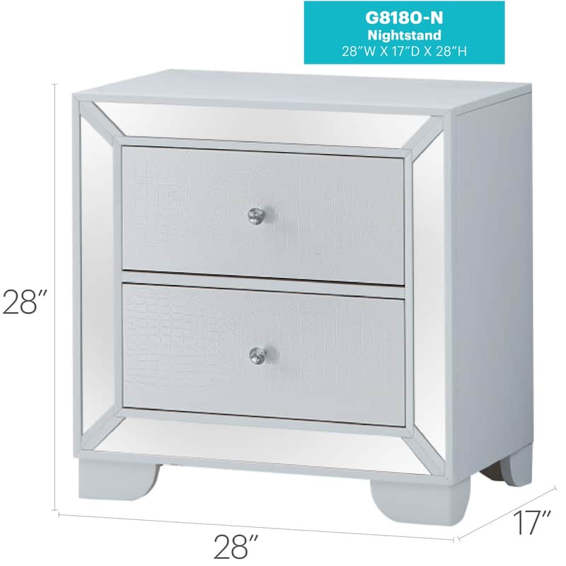 Silver Champagne Nightstand with Drawer, Stylish Modern Bedside Table for Lamps, Books and Bedroom Storage Solutions