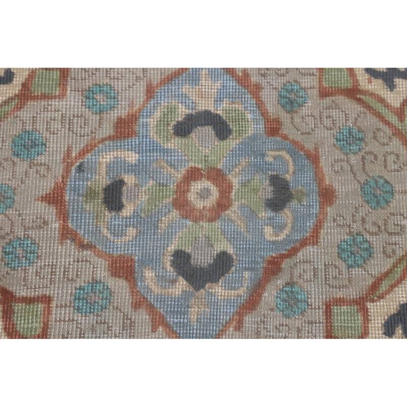 Over-Dyed Distressed Mashad Persian Vintage Wool Carpet - 9'8" x 12'7"