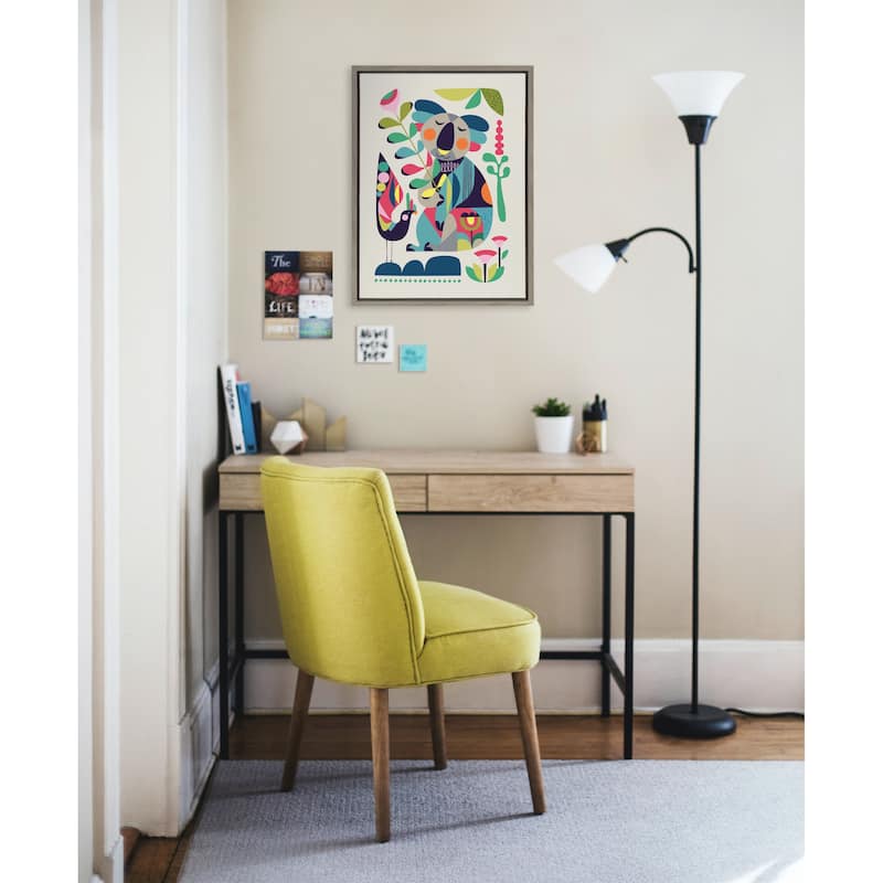 Kate and Laurel Sylvie Mid Century Koala Framed Canvas by Rachel Lee