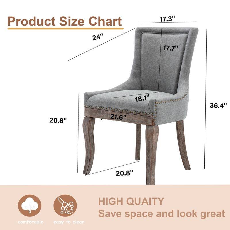 Thickened Side Dining Chair with Solid Wood Legs Set of 6