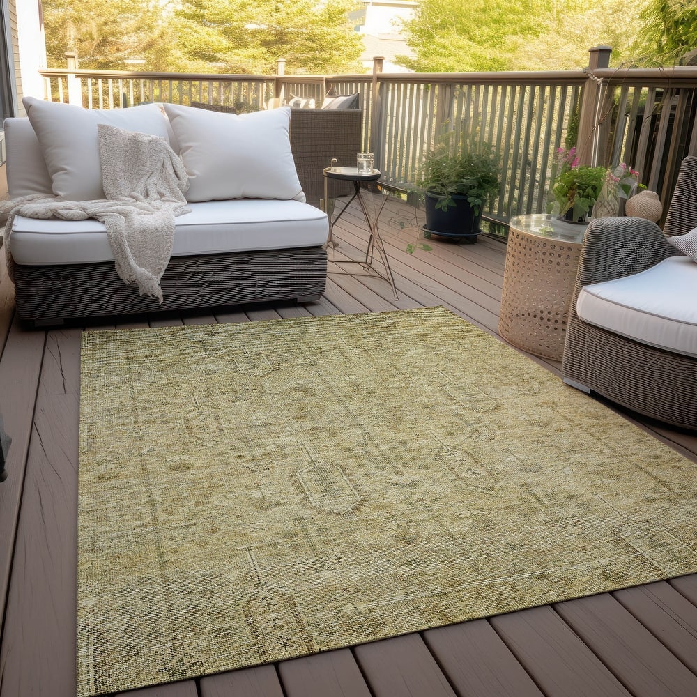 Machine Washable Indoor/ Outdoor Chantille Distressed Traditional Rug