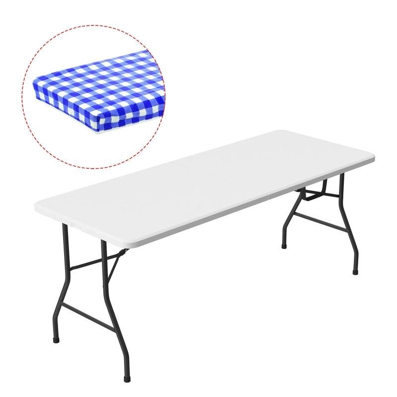 Picnic Table Cover PVC Vinyl Fitted 6ft Tablecloth w Flannel Backing - 197 x 90 cm