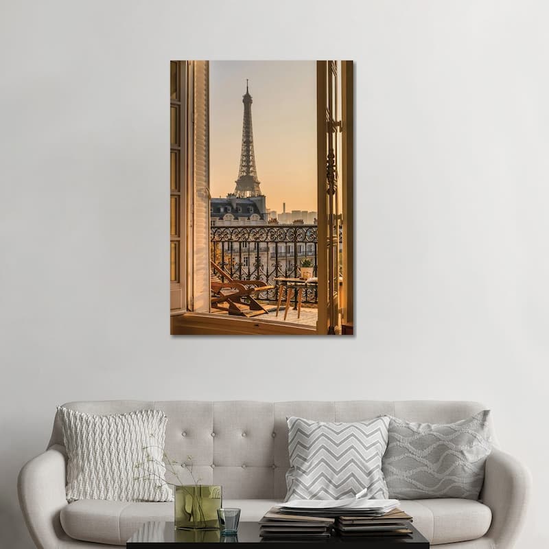 iCanvas "Paris Balcony With Eiffel Tower" by Karen Mandau Canvas Print - 48x32x1.5
