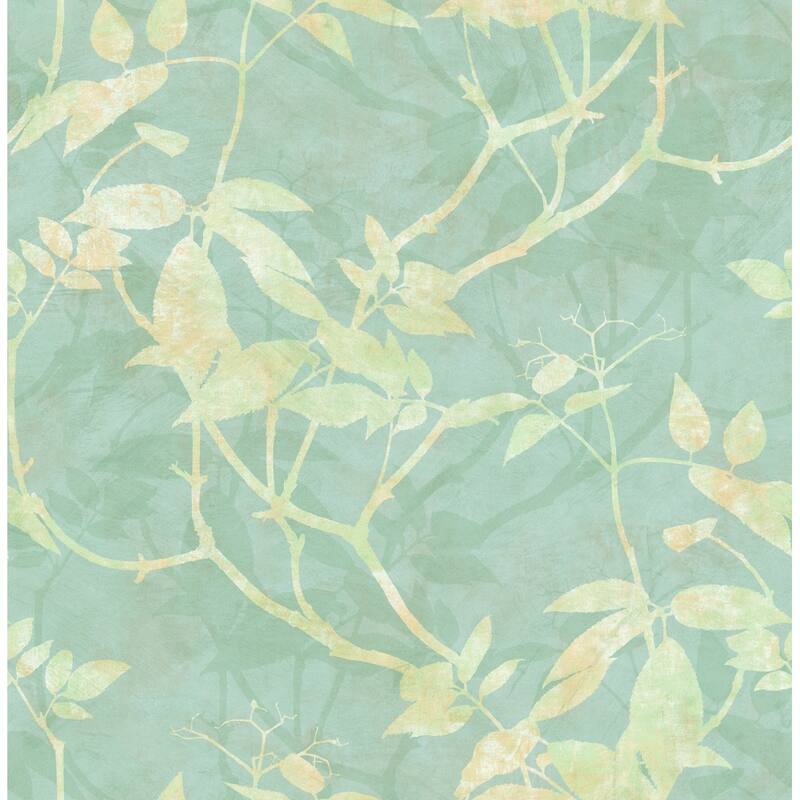 Seabrook Designs Trudi Leaf Trail Unpasted Wallpaper - 20.5 in. W x 33 ft. L - Dusty Blue