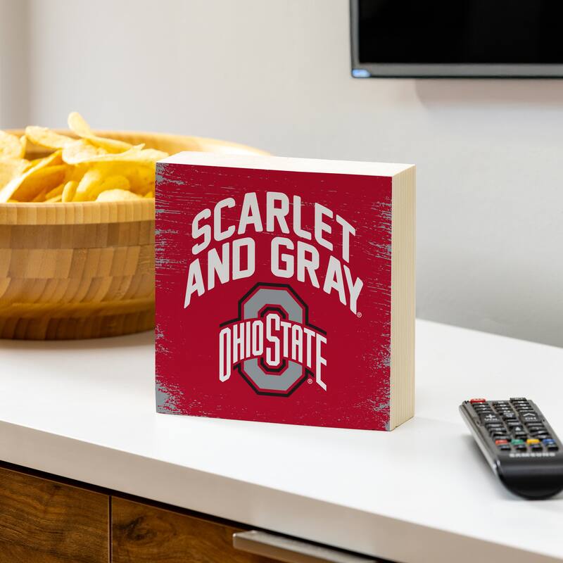 Ohio State University Wooden Tabletop Mantel Shelf Sign - 6" x 6"