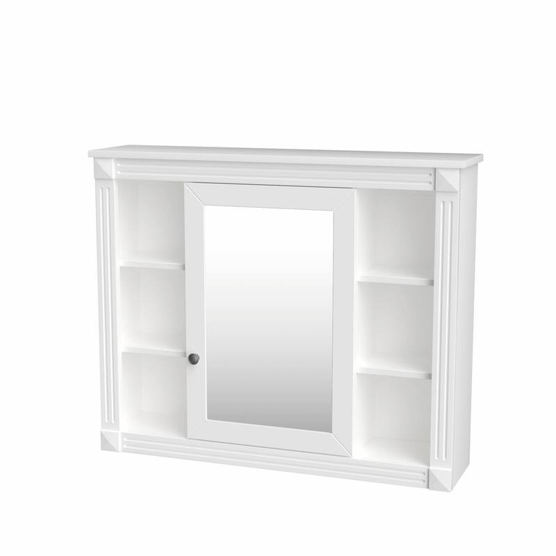 36'' Modern White Bathroom Vanity with Top Sink, Mirror Cabinet
