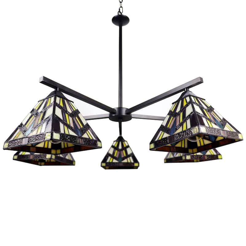 Tiffany-Style Mission Design 5-light Blackish Bronze Chandelier