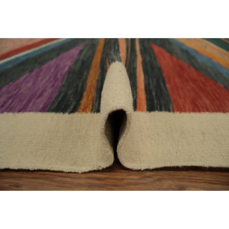 Hand Woven Oriental 100% Wool Carpet Southwestern Modern Multi-Colored Kilim Area Rug - 10' 0'' X 10' 1''