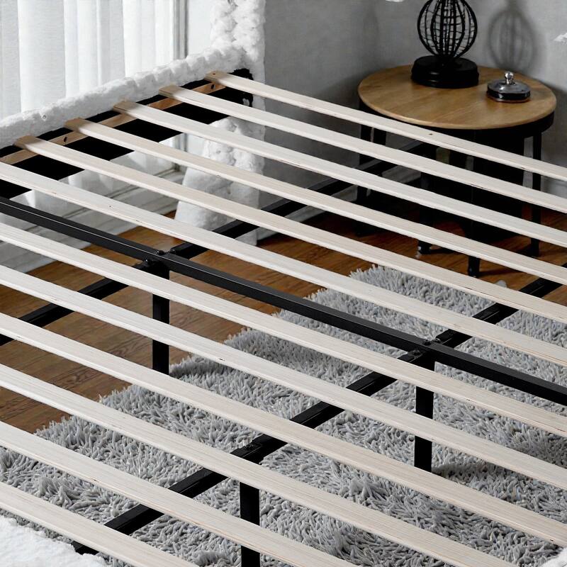 Modern Plush Upholstered Bed with Soft Padded Backrest, Solid Wood Frame & Rounded Safety Design, Queen/King