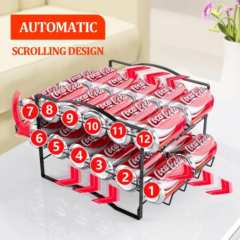 4-Tier Stackable Can Organizer, Holds 48 Cans, Fridge Rack, 2-Pack