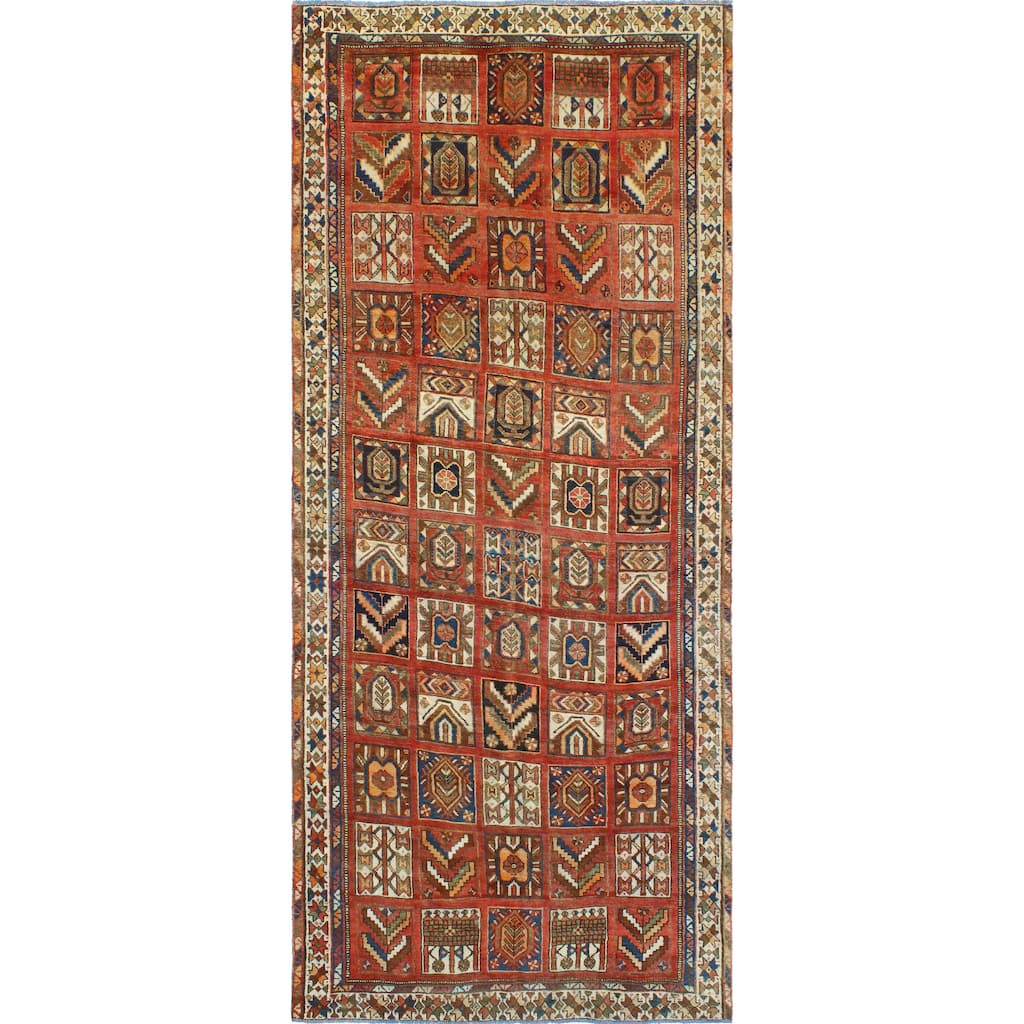 Fine Vintage Bakhtiari Lulu Red/Ivory Runner - 5'1" x 11'10"