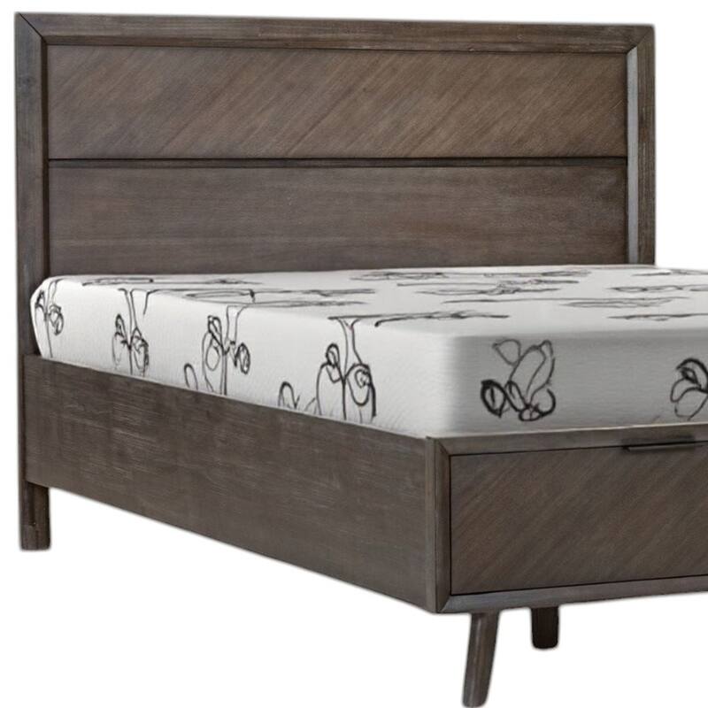 HomeRoots Dark Brown Solid Wood Queen With Two Drawers Bed Frame