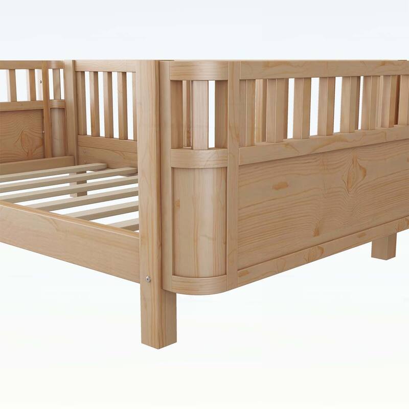 Wood Platform Bed with Safety Rails,and Versatile Use