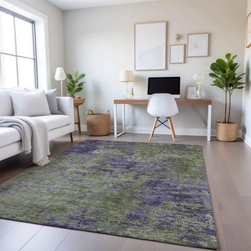 Premium Washable Super Soft Solid Ombre Mayfield Rug - Olive - 8' x 10'