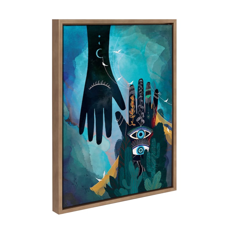 Kate and Laurel Sylvie Enlighten Framed Canvas by Faryn Hughes - 18x24 - Gold