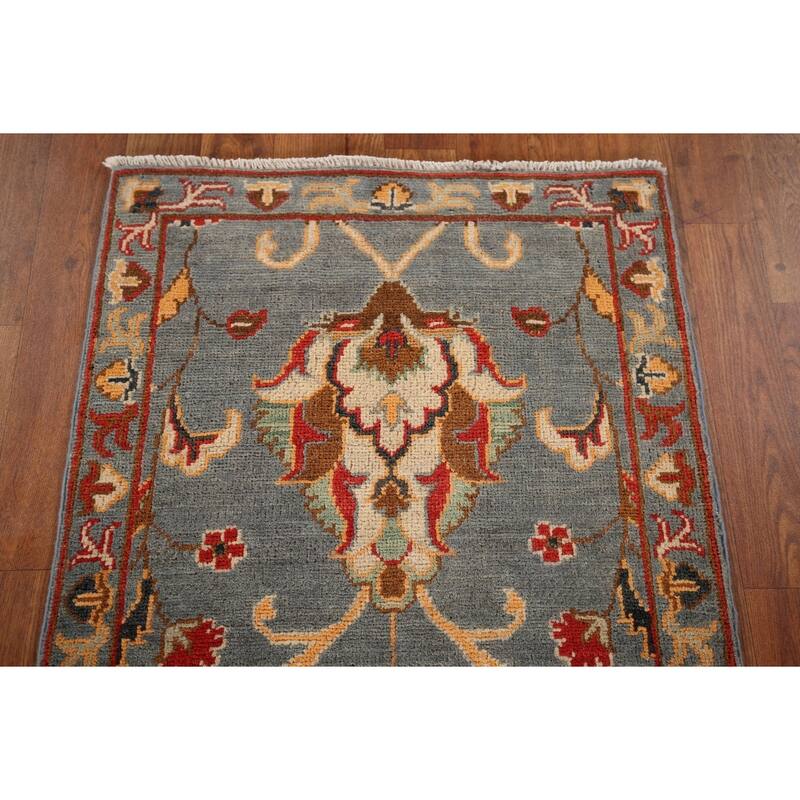 Gray Kazak Oriental Runner Rug Handmade Wool Carpet - 2'1" x 5'9"