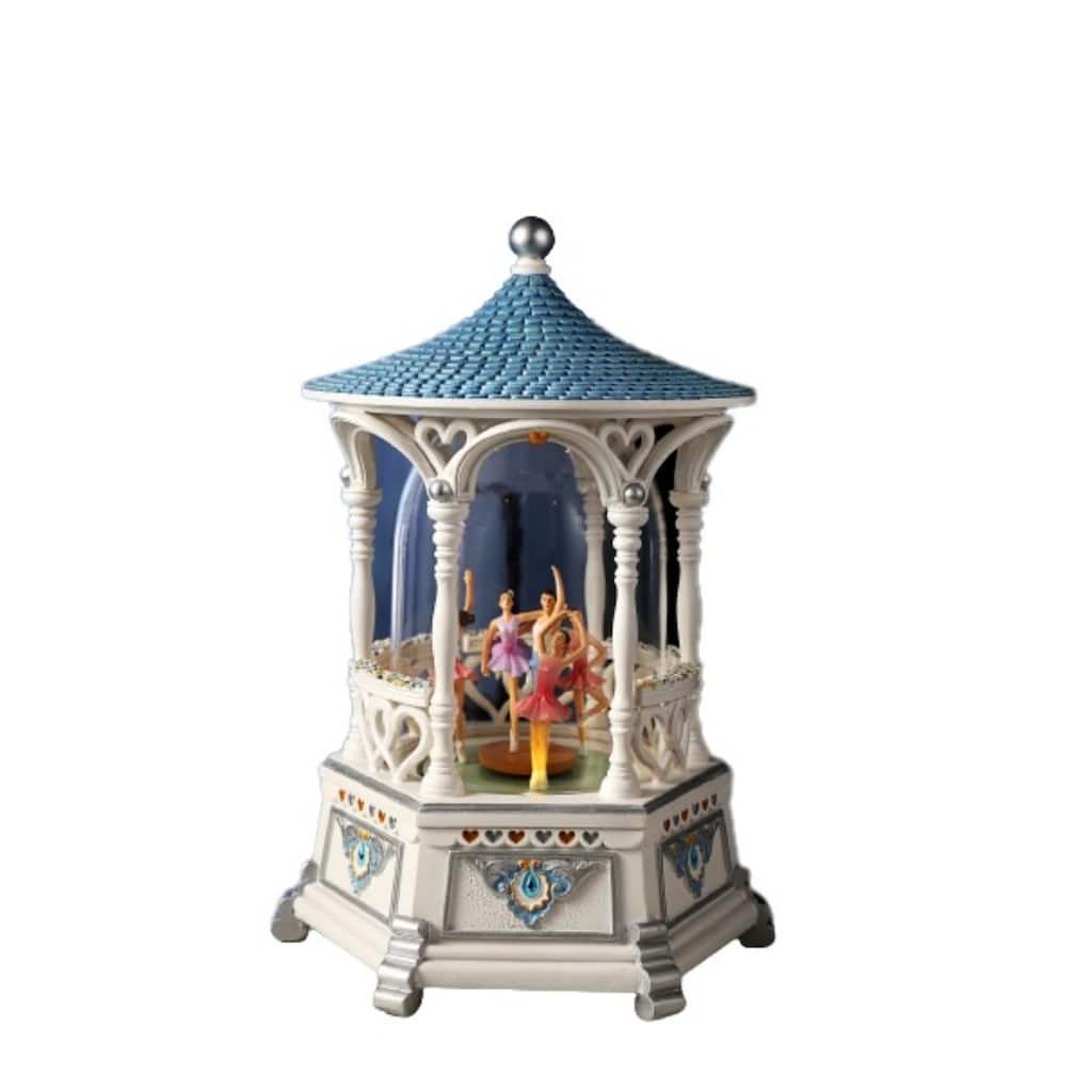 Ballerina Gazebo Musical Box Tabletop Decoration - 10.75" - White Blue