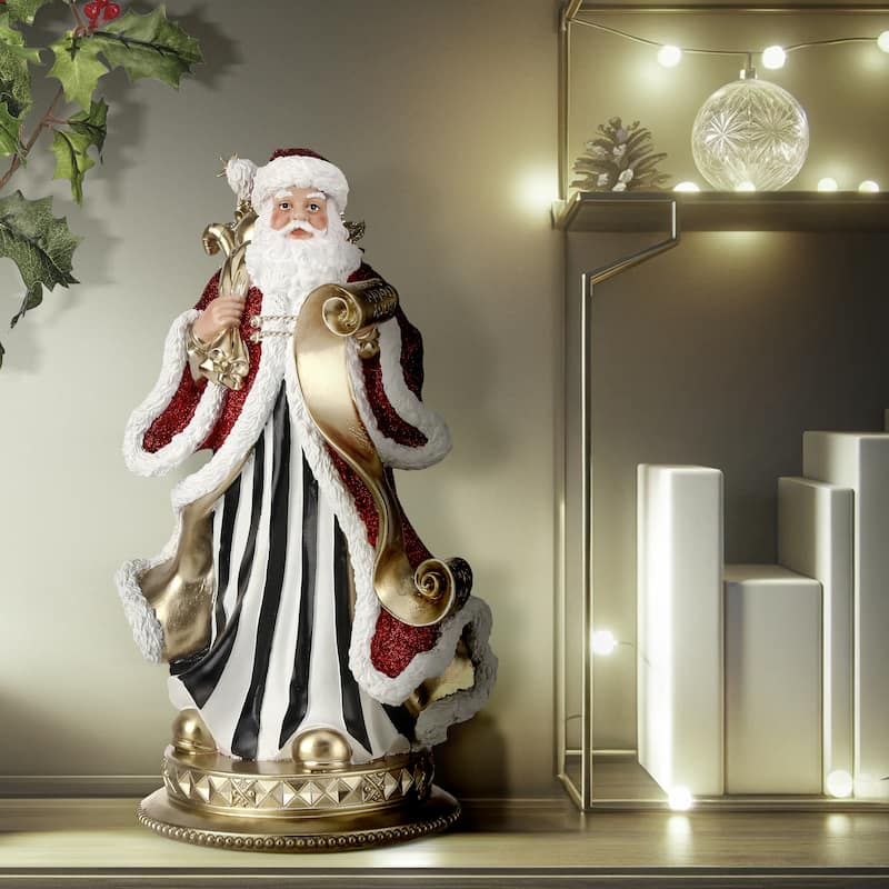 11" Resin Elegant Santa With Sack And List