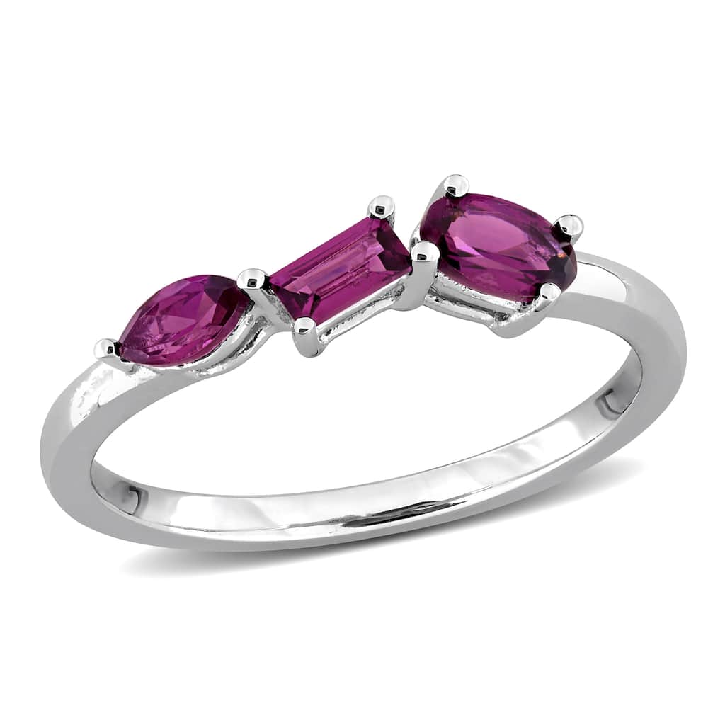 Miadora Multi-Gem Three Stone Ring Sterling Silver