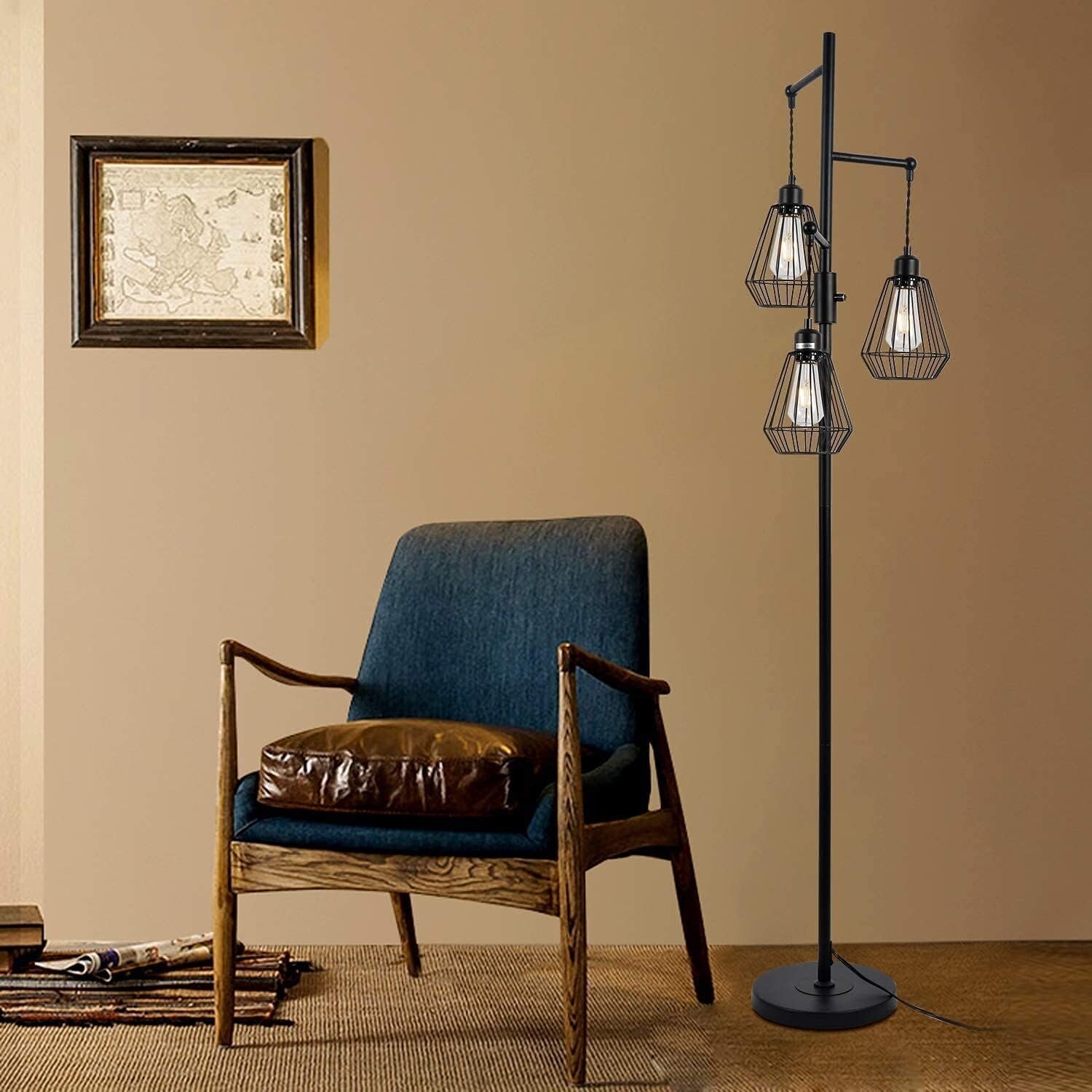 トリアルの Dimmable Floor Lamp， Farmhouse Industrial Floor Lamp