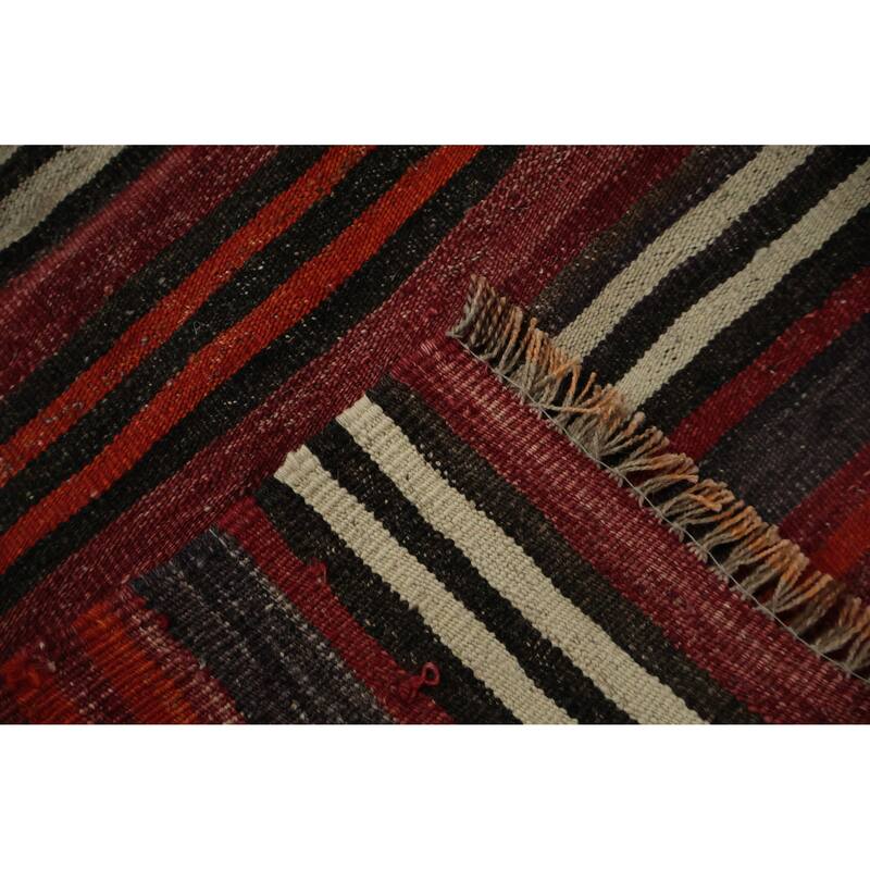 Hand Woven Oriental 100% Wool Carpet Southwestern Geometric Red Kilim Area Rug - 10' 2'' X 5' 0''