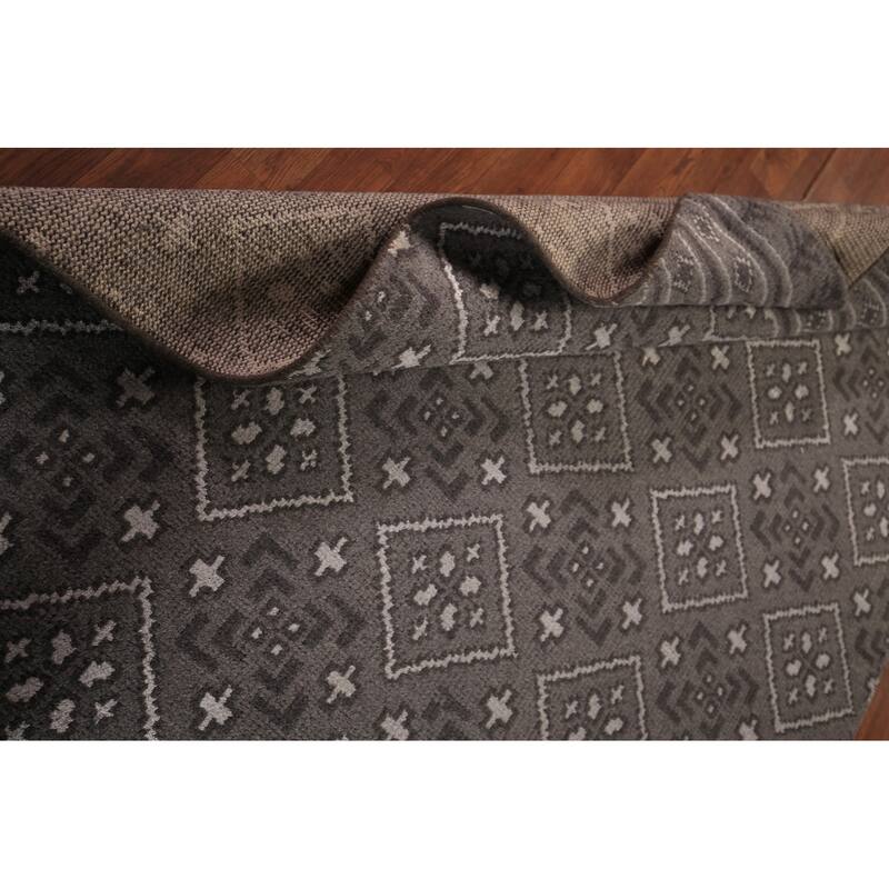 Geometric Trellis Moroccan Oriental Area Rug Hand-Knotted Wool Carpet - 5'1" x 7'11"