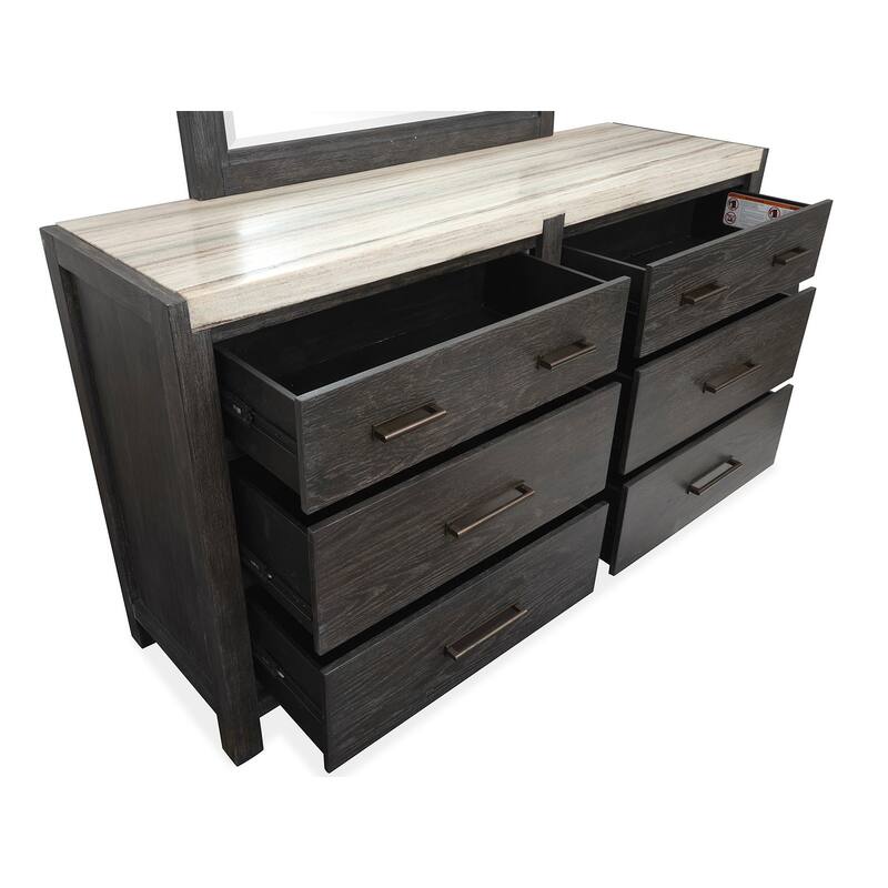 Magnussen Home Plum Creek Ravenwood Black Drawer Dresser with Landscape Mirror