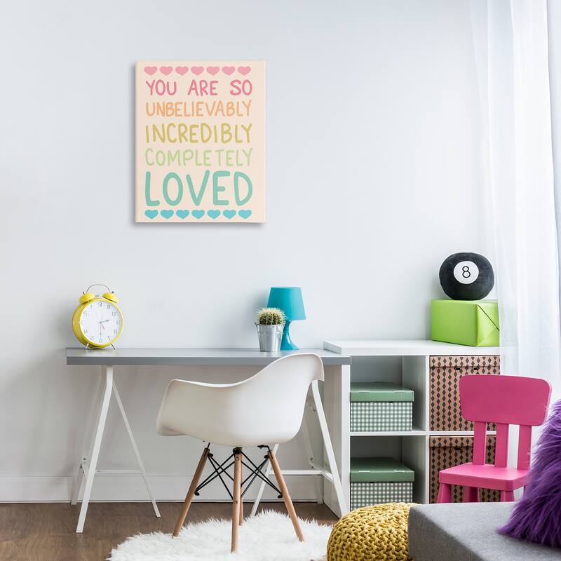 Stupell Completely Loved with Hearts Canvas Wall Art Design By Sweet Melody Designs
